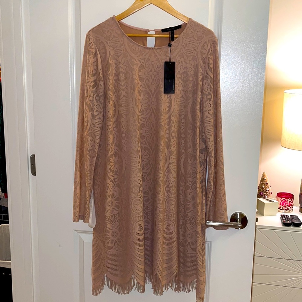 BCBG MAX AZRIA LONG SLEEVE DUSTY ROSE DRESS
